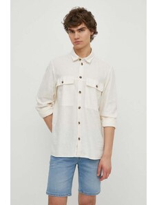 Solid camicia di lino colore beige
