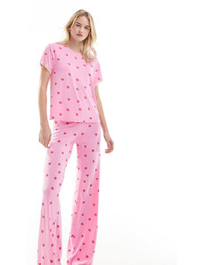 ASOS DESIGN Tall - Mix & Match - Pantaloni del pigiama rosa a cuori super morbidi