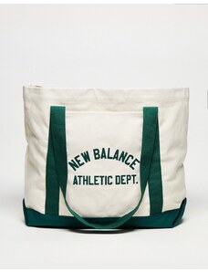 New Balance - Borsa shopping in tela con dettagli verdi-Bianco