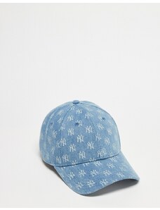 New Era - 9forty - Cappellino blu in denim con stampa di monogrammi