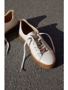 Women's Light Beige Platform Sneakers made of Genuine Leather Estro ER00114676