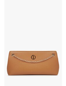 Women's Brown Baguette Bag with Gold Chain Estro ER00114938