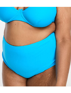 ASOS Curve ASOS DESIGN Curve - Slip bikini a vita alta mix and match blu acceso