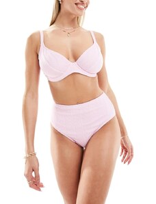 Peek & Beau Coppe Grandi - Top bikini con ferretto rosa in tessuto stropicciato