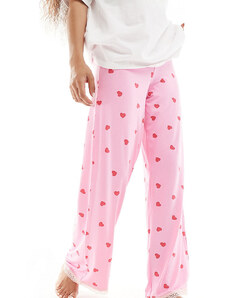 ASOS DESIGN Petite - Mix & Match - Pantaloni del pigiama rosa a cuori super morbidi