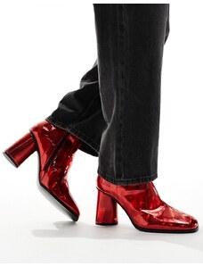 ASOS DESIGN - Stivali con tacco rossi metallizzati-Rosso