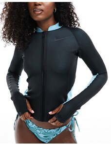 Nike Swimming - Fusion Open Swimming - Top a maniche lunghe double-face nero con zip