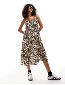 Vero Moda - Vestito midi con spalline sottili e scollo a V leopardato-Multicolore