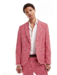 Twisted Tailor - Giacca da abito rossa e rosa pied de poule-Multicolore