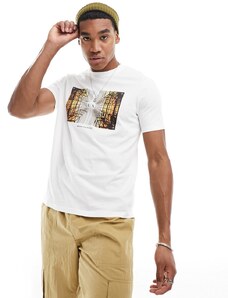 Armani Exchange - T-shirt bianco sporco con riquadro con stampa fotografica e logo
