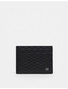 Armani Exchange - Portacarte in pelle nero con logo in rilievo