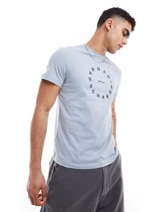 Armani Exchange - T-shirt grigio mélange con scritta del logo circolare sul petto
