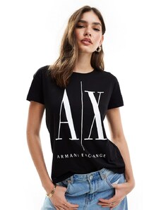Armani Exchange - T-shirt boyfriend nera-Nero