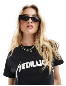 ASOS DESIGN - T-shirt corta antracite slavato con stampa su licenza dei Metallica-Grigio
