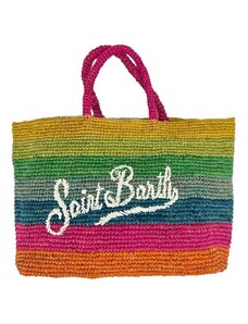 MC2 Saint Barth borsa donna in rafia a righe multicolor