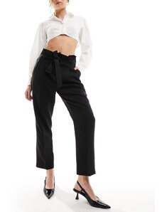 New Look - Pantaloni formali con vita alta raccolta color nero