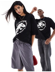 ASOS DESIGN - T-shirt oversize unisex nera con stampa del logo di Jurassic Park su licenza-Nero