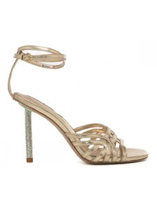 Luciano Barachini sandali alti da donna con tacco con strass oro platino