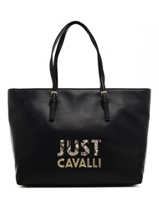 Just Cavalli borsa a spalla donna con maxi logo sul davanti nero