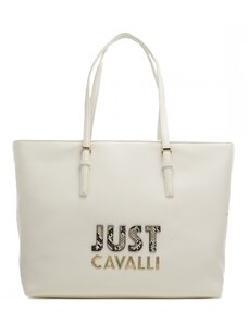Just Cavalli borsa a spalla donna con maxi logo sul davanti bianco