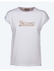 HERNO T-shirt con logo strass
