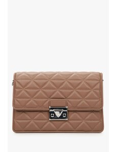 Women's Brown Shoulder Bag made of Quilted Genuine Leather Estro ER00114417