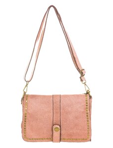 MARGOT: borsa donna, pelle invecchiata / vintage con borchie, colore ROSA, CHIAROSCURO, Made in Italy