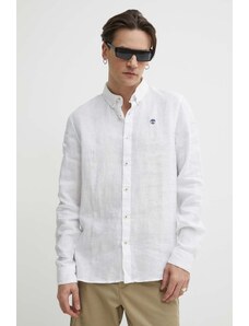 Timberland camicia di lino colore bianco TB0A2DC31001