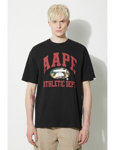 AAPE t-shirt in cotone Aape College Theme Tee uomo colore nero ALT1390