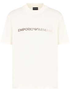 Emporio Armani T-shirt panna con ricamo