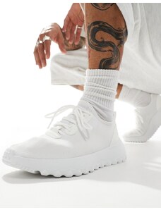 London Rebel - X - Sneakers bianche in maglia con suola spessa-Bianco