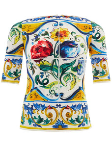 Top in Seta Stampa Maiolica Dolce & Gabbana 38 Multicolore 2000000009742