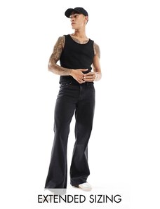 ASOS DESIGN - Jeans a zampa ampi lavaggio nero