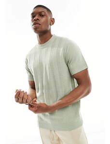Another Influence - T-shirt in maglia verde salvia jacquard