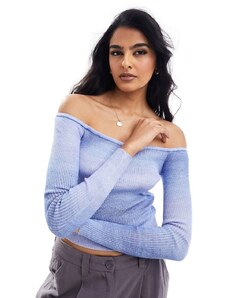Cotton On - Top blu sfumato in maglia a coste con spalle scoperte