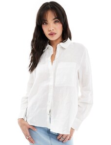 Mango - Camicia in lino bianca-Bianco