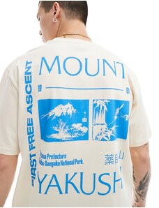 ONLY & SONS - T-shirt oversize beige con stampa di montagna sul retro-Neutro