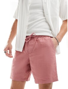 ASOS DESIGN - Pantaloncini slim in lino taglio medio rosa