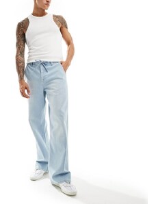 ASOS DESIGN - Jeans larghi con fondo ampio e allacciatura lavaggio blu power
