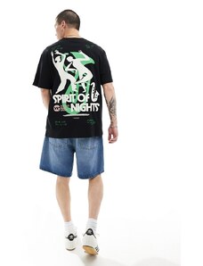 ONLY & SONS - T-shirt super oversize nera con stampa “Spirit” sul retro-Nero