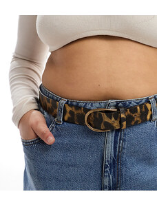 ASOS Curve ASOS DESIGN Curve - Cintura da jeans per vita e fianchi leopardata con fibbia a mezzaluna-Marrone