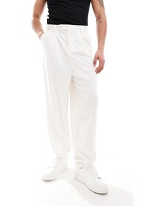 ASOS DESIGN - Pantaloni da abito a palloncino bianchi-Bianco