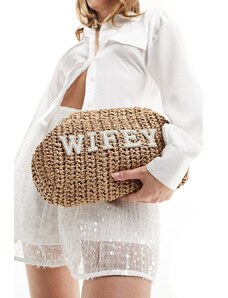 South Beach - Pochette da sposa decorata in perle con scritta "Wifey"-Neutro
