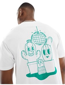 Another Influence - T-shirt squadrata bianca con stampa Cactus Club-Bianco