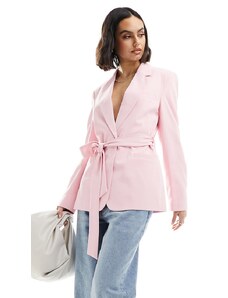 ASOS DESIGN - Blazer sartoriale rosa con cintura