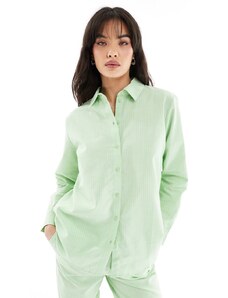 JDY - Camicia ampia verde chiaro gessato in coordinato