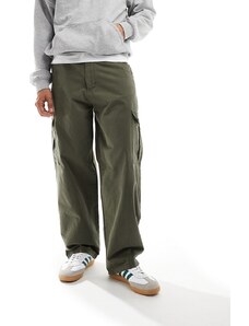 Dr Denim - Kobe - Pantaloni cargo ampi a vita medio alta color timo kaki-Verde