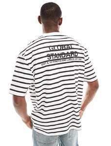 ASOS DESIGN - T-shirt oversize a righe con scritta sul retro-Multicolore
