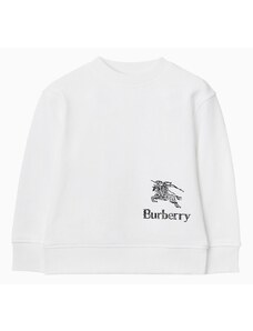 Burberry Felpa girocollo bianca in cotone con logo