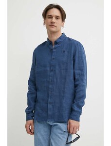 Timberland camicia di lino colore blu TB0A2DC32881